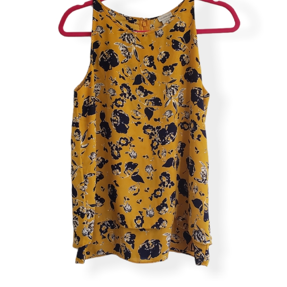 Paraphrase Mustard and Navy Floral Tank S